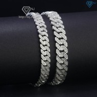 Vòng tay đôi bạc vòng tay cặp bạc cuban đính đá đẹp LTD0045