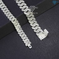 Vòng tay đôi bạc vòng tay cặp bạc cuban đính đá đẹp LTD0045