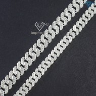 Vòng tay đôi bạc vòng tay cặp bạc cuban đính đá đẹp LTD0045