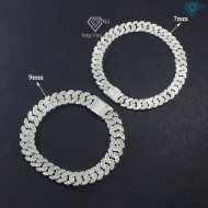 Vòng tay đôi bạc vòng tay cặp bạc cuban đính đá đẹp LTD0045