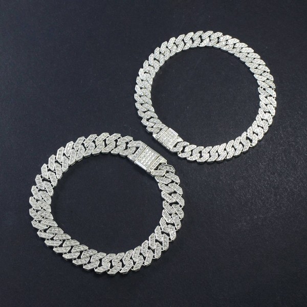 Vòng tay đôi bạc vòng tay cặp bạc cuban đính đá đẹp LTD0045