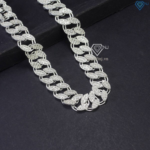 Dây chuyền bạc nam đính đá cuban mắt xích 12mm DCK0066 - Trang Sức TNJ