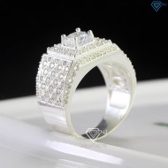Nhẫn bạc nam đính full đá hình kẻ caro sang trọng NNA0732