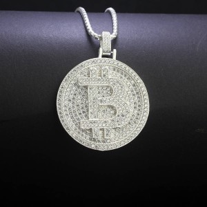 Dây chuyền bạc nam mặt Bitcoin đính full đá đẹp DCA0164