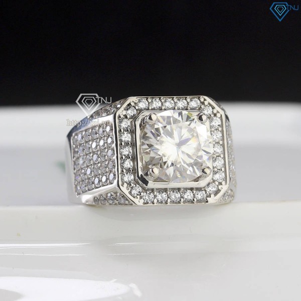 Nhẫn nam bạc bản to đính kim cương Moissanite 10mm NNAM0184