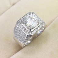 Nhẫn nam bạc bản to đính kim cương Moissanite 10mm - Kiểm định GRA NNAM0184