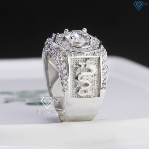 Nhẫn bạc nam hình rồng đính kim cương Moissanite 7.0mm NNAM0186
