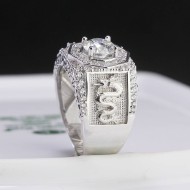 Nhẫn bạc nam hình rồng đính kim cương Moissanite 7.0mm - Kiểm định GRA NNAM0186