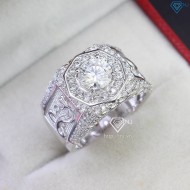 Nhẫn bạc nam hình rắn đính kim cương Moissanite 7.0mm NNAM0186