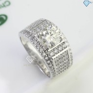 Nhẫn bạc nam đính kim cương Moissanite 8.0mm giá rẻ NMAM0187