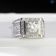 Nhẫn Moissanite nam cao cấp bản nhỏ đính đá kim cương 7.0mm NMAM0188