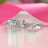 Nhẫn đôi bạc nhẫn cặp bạc đẹp sang trọng ND0383