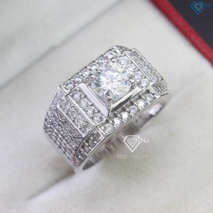 Nhẫn bạc Moissanite nam đính đá kim cương 7.0mm NNAM0189