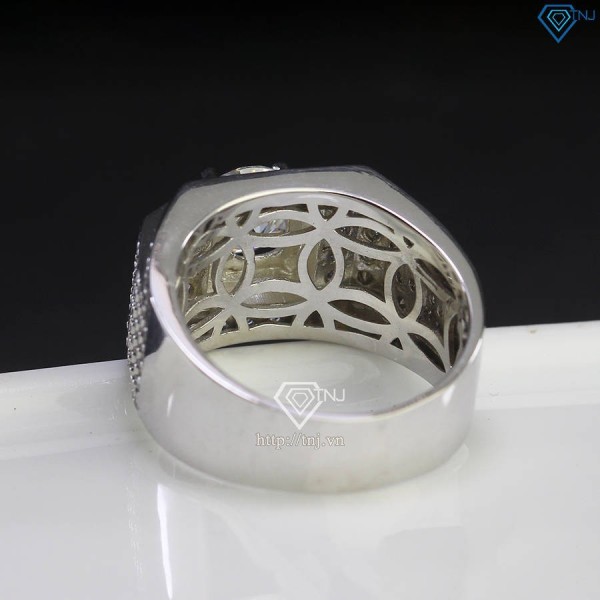 Nhẫn bạc Moissanite nam đính đá kim cương 7.0mm NNAM0189