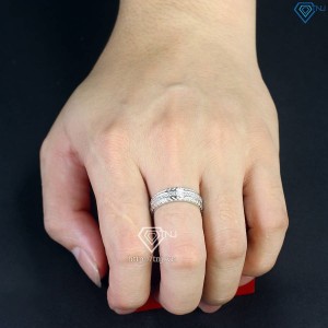 Nhẫn nam bạc đính full kim cương Moissanite đơn giản NNAM0195