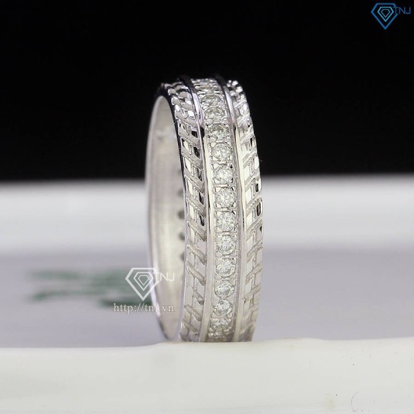 Nhẫn nam bạc đính full kim cương Moissanite đơn giản NNAM0195