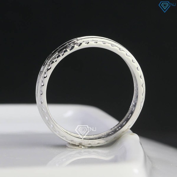 Nhẫn nam bạc đính full kim cương Moissanite đơn giản NNAM0195