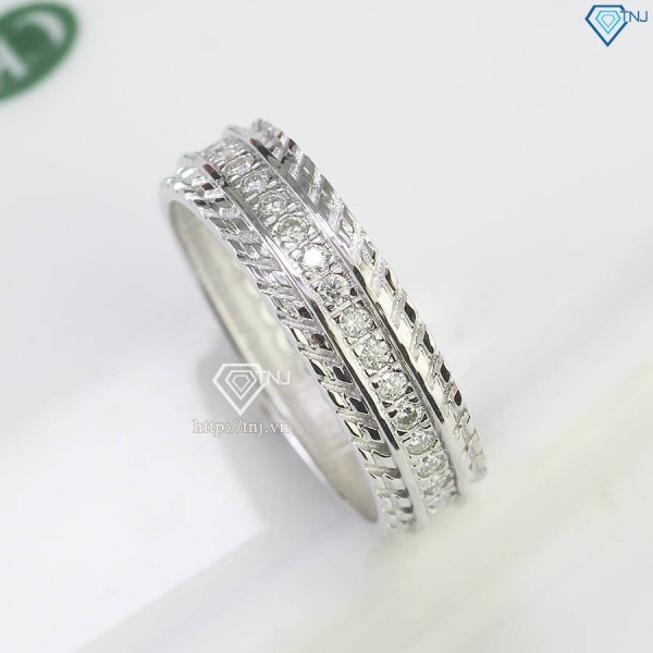 Nhẫn nam bạc đính full kim cương Moissanite đơn giản NNAM0195
