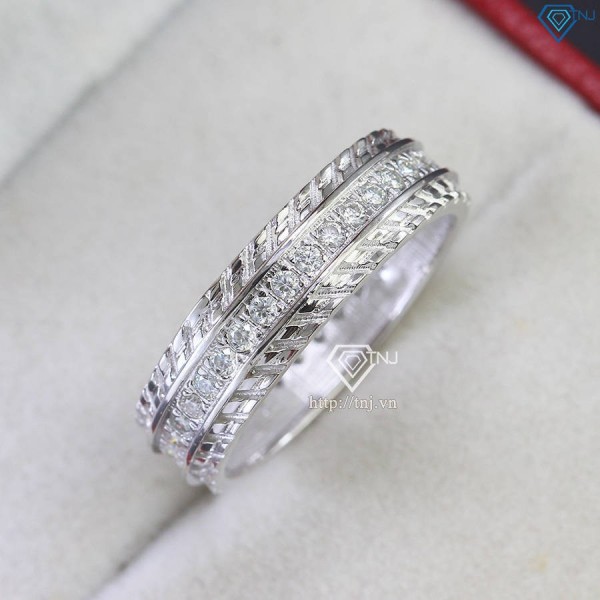 Nhẫn nam bạc đính full kim cương Moissanite đơn giản NNAM0195