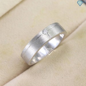 Nhẫn nam bạc đơn giản nhám đính kim cương Moissanite NNAM0197