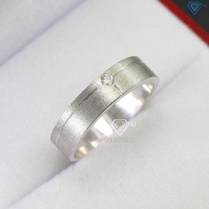 Nhẫn nam bạc đơn giản nhám đính kim cương Moissanite NNAM0197