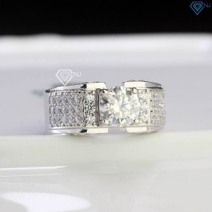 Nhẫn Moissanite nam đính đá kim cương 7.0mm - Kiểm định GRA NNAM0200