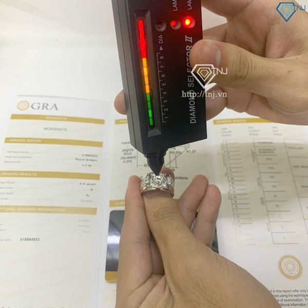 Nhẫn Moissanite nam đính đá kim cương 7.0mm - Kiểm định GRA NNAM0201
