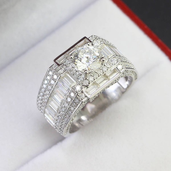 Nhẫn nam đính full kim cương Moissanite 7.0mm 161 giác cắt - Kiểm định GRA NNAM0202