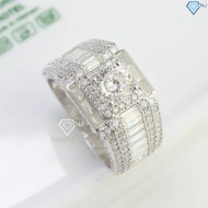 Nhẫn nam đính full kim cương Moissanite 7.0mm 161 giác cắt NNAM0202