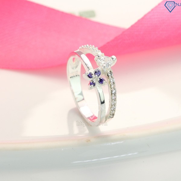Nhẫn bạc nữ hình bông hoa đính đá đẹp NN0167 - Trang Sức TNJ
