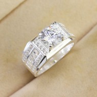 Nhẫn bạc nam đơn giản đính đá NNA0737