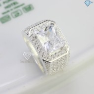 Nhẫn bạc nam bản to đính đá chữ nhật NNA0743