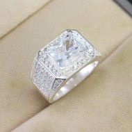 Nhẫn bạc nam bản to đính đá chữ nhật NNA0743