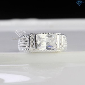 Nhẫn bạc nam đơn giản đính đá chữ nhật NNA0744