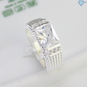 Nhẫn bạc nam đơn giản đính đá chữ nhật NNA0744