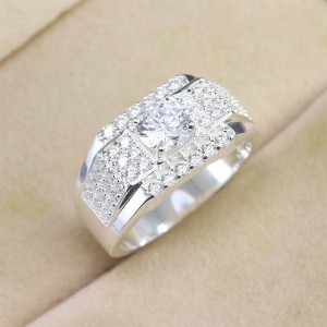 Nhẫn bạc nam bản nhỏ đính đá đẹp NNA0746