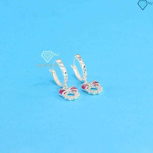 Bông tai cho bé gái hình chiếc nơ đá đỏ BTT0037