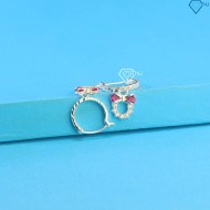 Bông tai cho bé gái hình chiếc nơ đá đỏ BTT0037