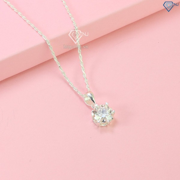 Quà Valentine dây chuyền nữ đính kim cương Moissanite 8.0mm DCNM0016