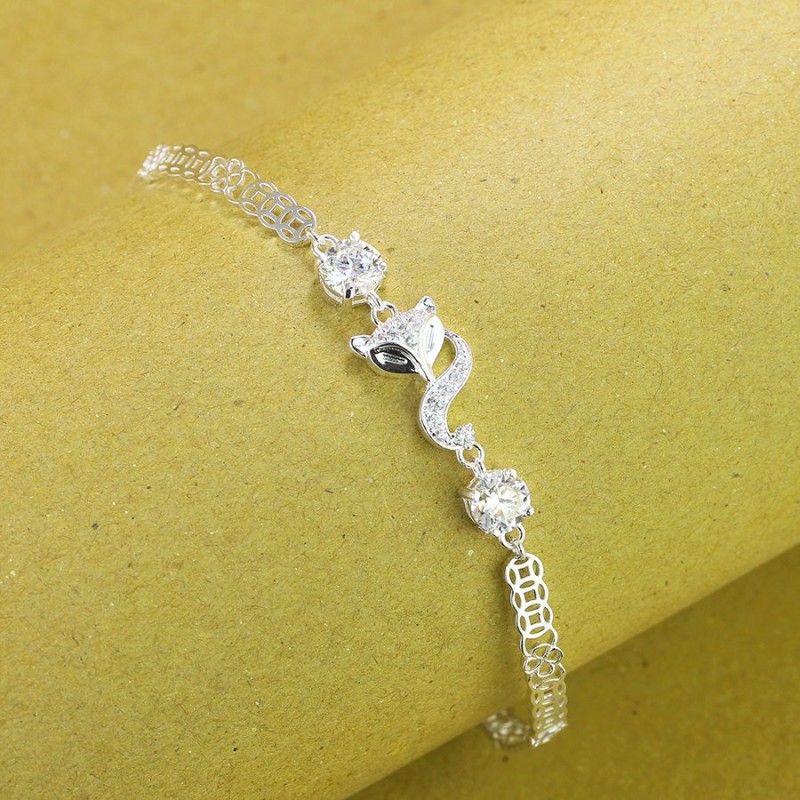 Quà Valentine cho người yêu lắc tay nữ hồ ly đính kim cương Moissanite 5mm - Kiểm định GRA LTNM0006