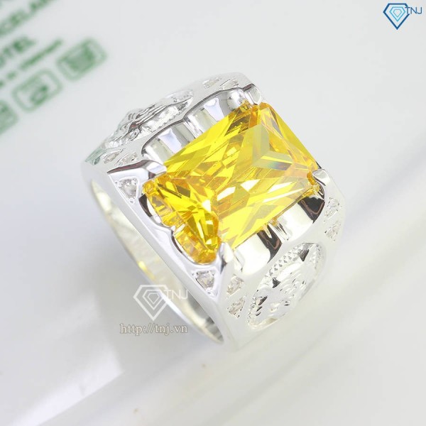 Nhẫn bạc nam hình mặt hổ đính đá vàng NNA0755 - Trang Sức TNJ