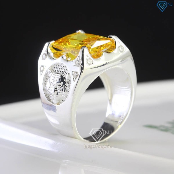 Nhẫn bạc nam hình mặt hổ đính đá vàng NNA0755 - Trang Sức TNJ