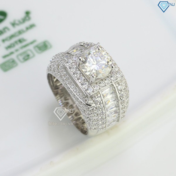 Quà Valentine cho nam nhẫn Moissanite nam sang trọng 8.0mm NNAM0002