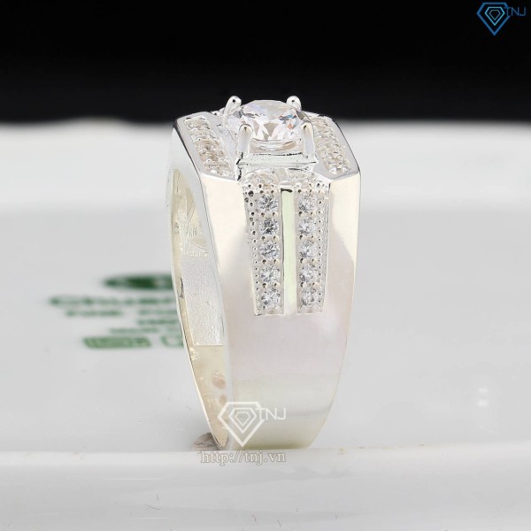 Nhẫn bạc nam bản nhỏ đính đá NNA0766
