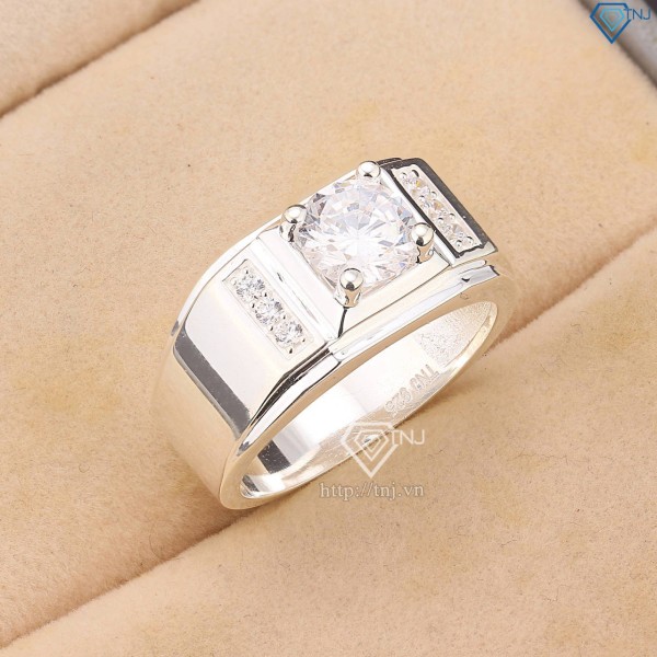 Nhẫn bạc nam đơn giản đính đá NNA0767