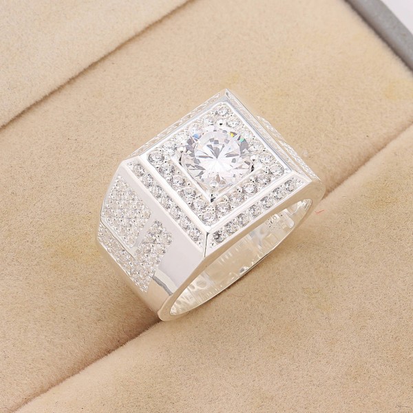 Nhẫn bạc nam cách điệu đính đá đẹp NNA0757