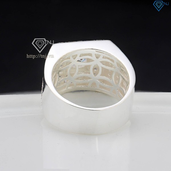 Nhẫn bạc nam cách điệu đính đá đẹp NNA0757