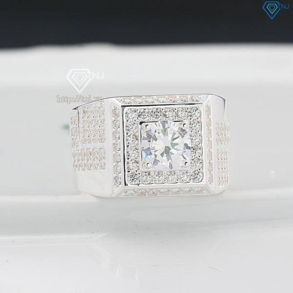 Nhẫn bạc nam cách điệu đính đá đẹp NNA0757
