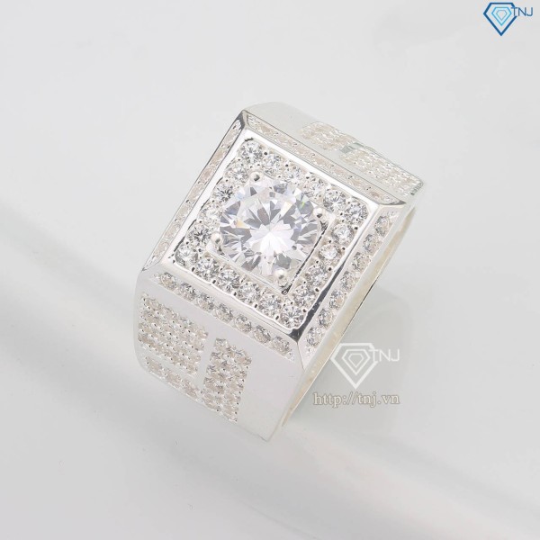 Nhẫn bạc nam cách điệu đính đá đẹp NNA0757