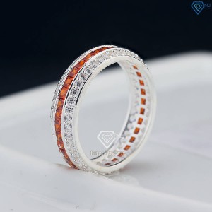 Nhẫn bạc nam tròn full đính đá đỏ NNA0768